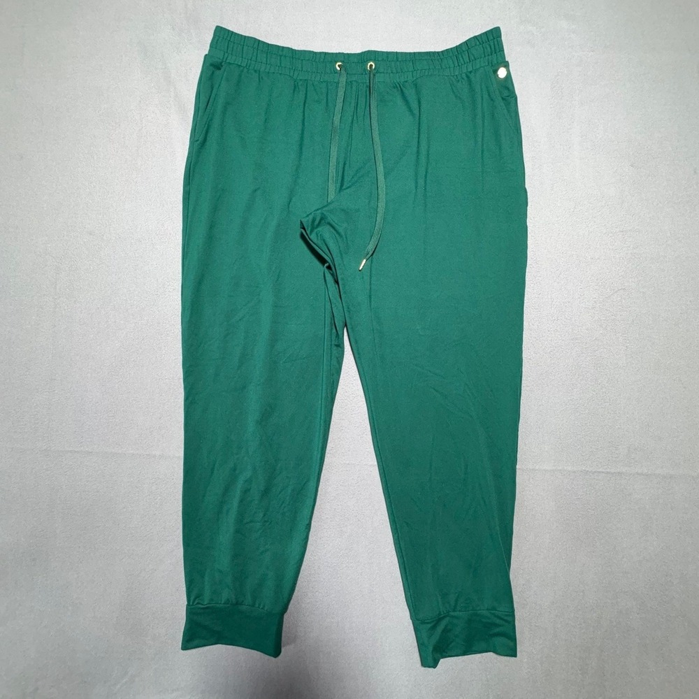 Lilly Pulitzer Green Drawstring Jogger Pants Gold Hardware Pockets Emerald XL
